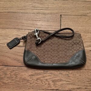 Coach Brown and Black Signature Wristlet